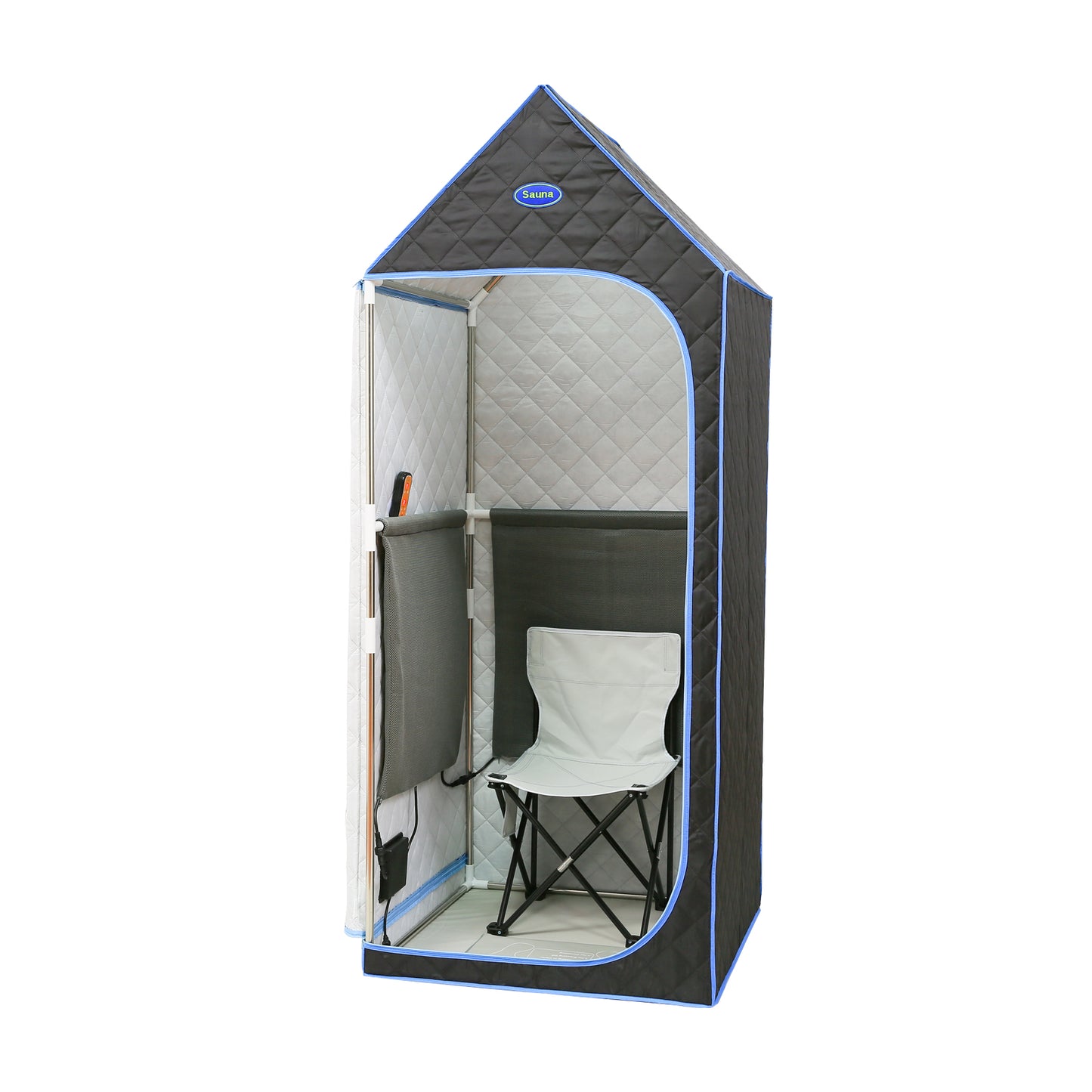 Portable Gothic Roof Plus Type Full Size Far Infrared Sauna tent. Spa, Detox, Therapy and Relaxation at home.Larger Space, Stainless Steel Pipes Connector Easy to Install. FCC Certification--Black